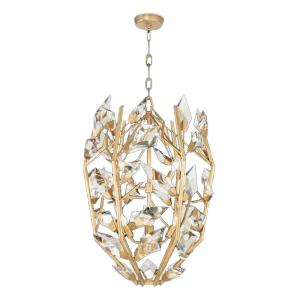 China Round Creative Modern Crystal Chandelier With Gold Finish Hand Cut Faceted Crystal Leaves on sale