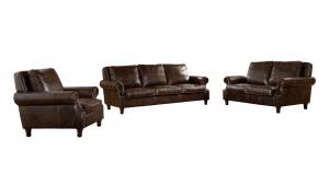 Quality Retro Vintage Dark Brown Leather Sofa Set ,Top Full Grain Leather Sofa For Home wholesale