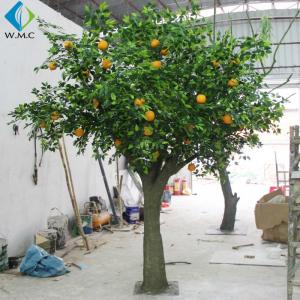 China Fiberglass Trunk Artificial Fruit Tree , Indoor Decoration Fake Orange Tree on sale