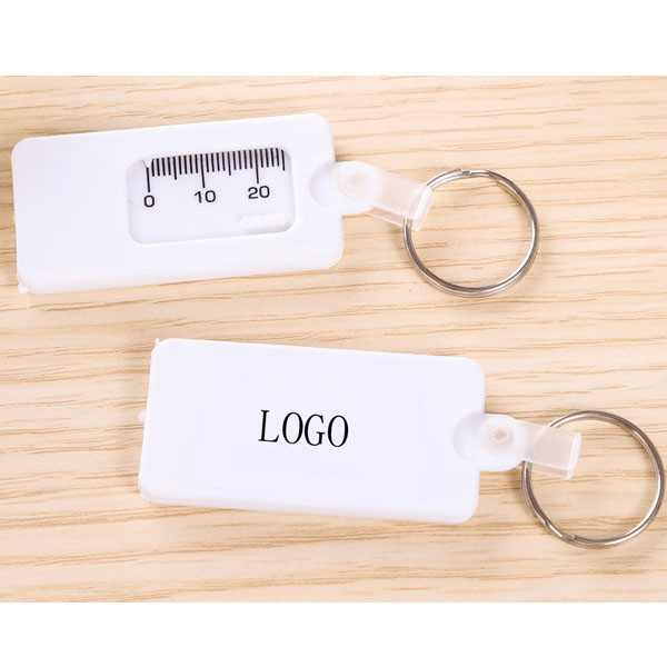 White Plastic Tire Pattern Depth Gauge Tape Meausre Logo Customized Keychain
