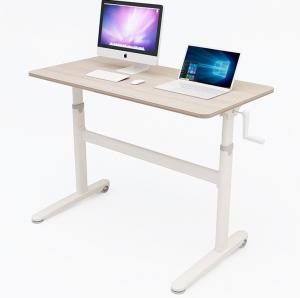 China Custom Rustic Brown Hand Crank Standing Desk with Bamboo Desktop and SPCC Steel Frame on sale