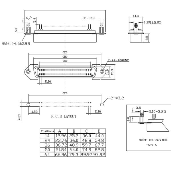 36 Pin Parallel Port Connector, Centronic PCB Straight Female Connectors DIP Type Certified UL