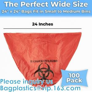 Quality Open Ended Red Biohazard Liners Disposable LLDPE Bags Disposing Waste Plastic Bags For Health Applications wholesale