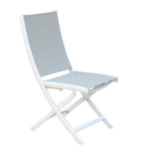 China European White Foldable Beach Lounge Chair PVC Mesh Back Aluminum Frame on sale