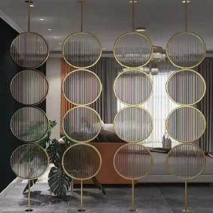 China Home Interior Standing Metal Room Divider Round Metal Glass Room Divider on sale