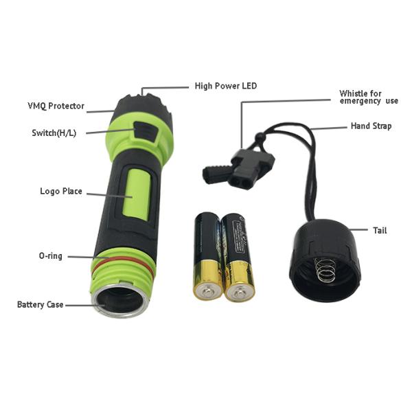 Waterproof IP66 High Power LED Torch Light With Whistle