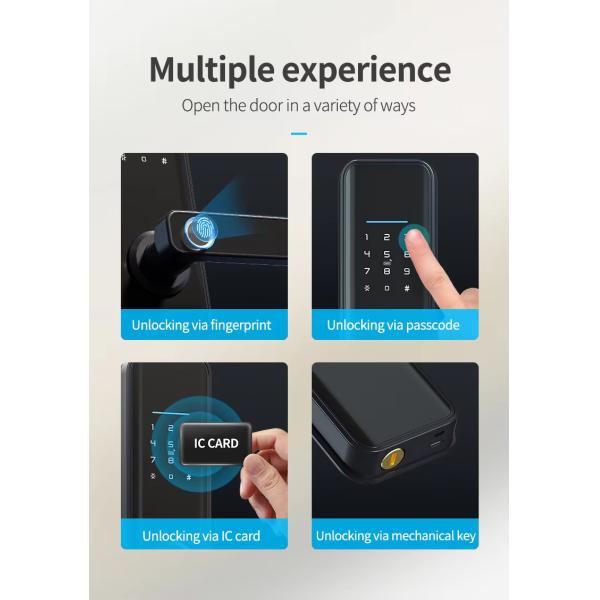 WiFi Bluetooth Digital Door Lock Black Bluetooth Fingerprint Door Lock 154*63*24mm