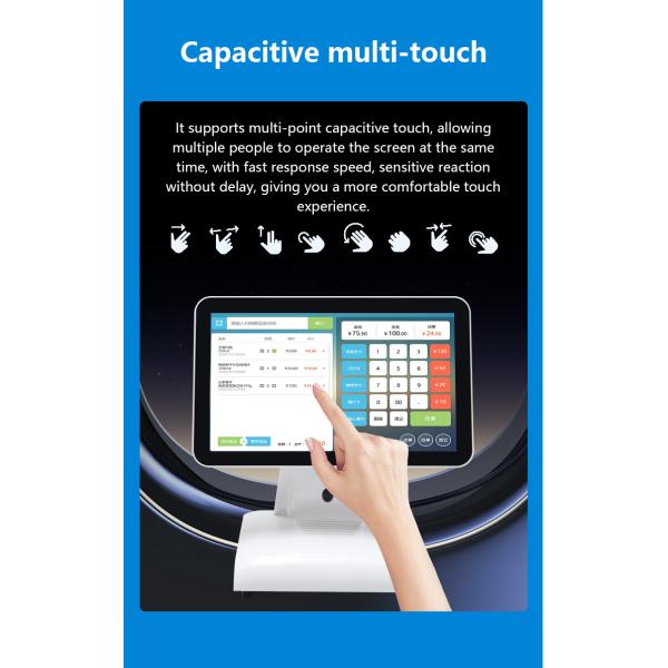 15Inch N2840 Desktop POS Machine Restaurant POS Terminal 2+32GB All in One POS System with Customer Display
