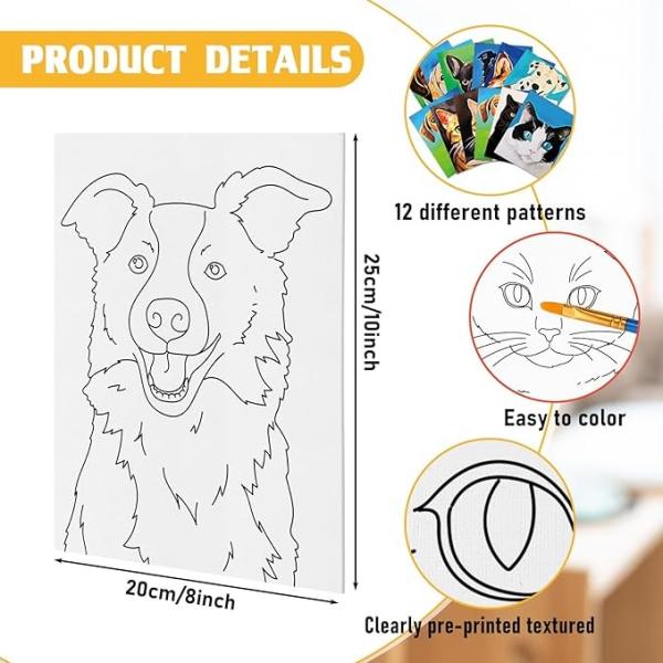 3mm Thickness Pre Drawn Outline Sketched Canvas For Kid Beginners Student Adults
