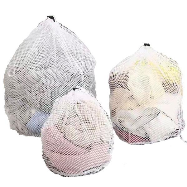 Cheap Drawstring Binding Mesh Polyester Laundry Bag 50cmx60cm Customized Size for sale