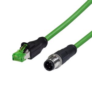 China Waterproof M12 D-Coded Cirtular To RJ45 Ethernet Cable RJ45 Patch Cord With M12 Connector on sale
