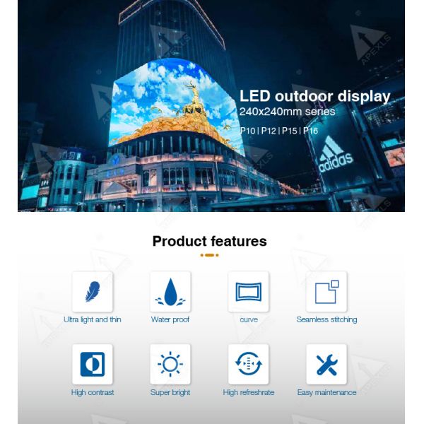 SMD3535 APEXLS P10 RGB Led Display Waterproof Advertising Screen