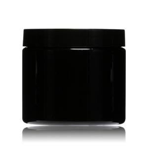 Quality Frosted OEM Wide Mouth Cosmetic Jars 500ml PET Jar With Black Lid wholesale