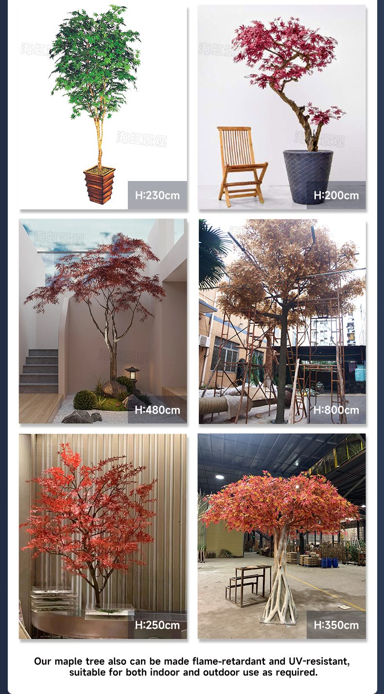 Hot Sale 3.5 Meter Artificial Maple Tree Autumn Leaves Landscaping Tree Faux Maple Trees for Indoor Outdoor Decoration