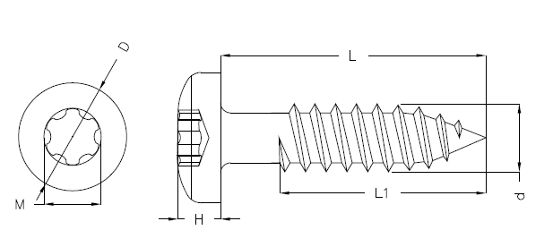 Torx Socket Round Head Stainless Steel Tapping Screws For Plastic 3.5 mm Full Thread