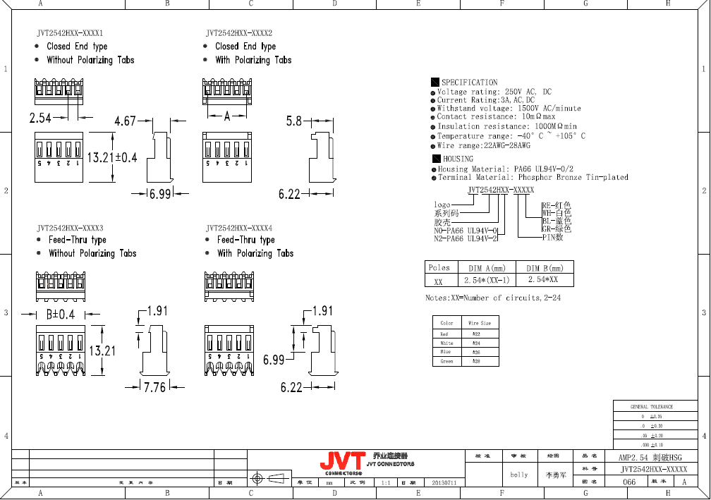 2.54mm Pitch IDC Connector Red Color with Applicable Wire AWG #22 - #28