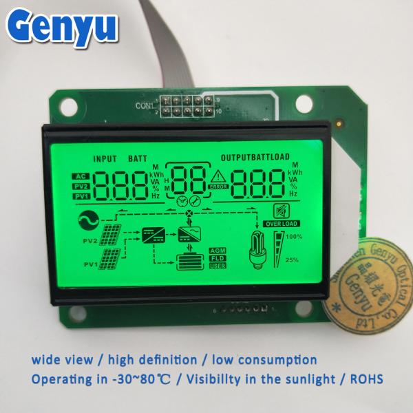 Cheap 5.0V Custom Segment LCD Display HTN Positive Green Backlight Inverter LCD Display for sale