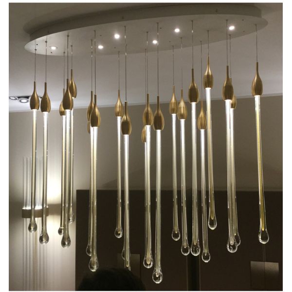 American High Ceilings Chandeliers Water Drop Crystal Chandelier Customization