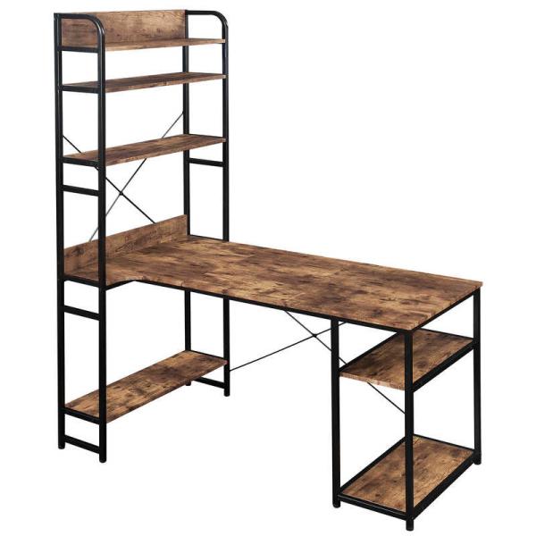Cheap Metal Frame MDF Board Home Office Computer Table With Bookshelf 28.74"H for sale