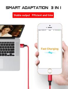 Quality Applicable Apple iPhone Android Type-C 1 for 3 USB data Tiger pattern weaving 3A mobile phone charging line wholesale
