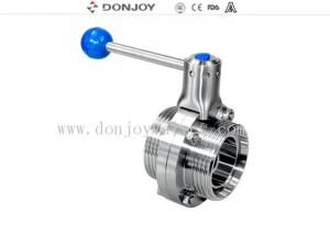 China DIN / SMS / RJT Manual sanitary butterfly valve thread end SS304 on sale