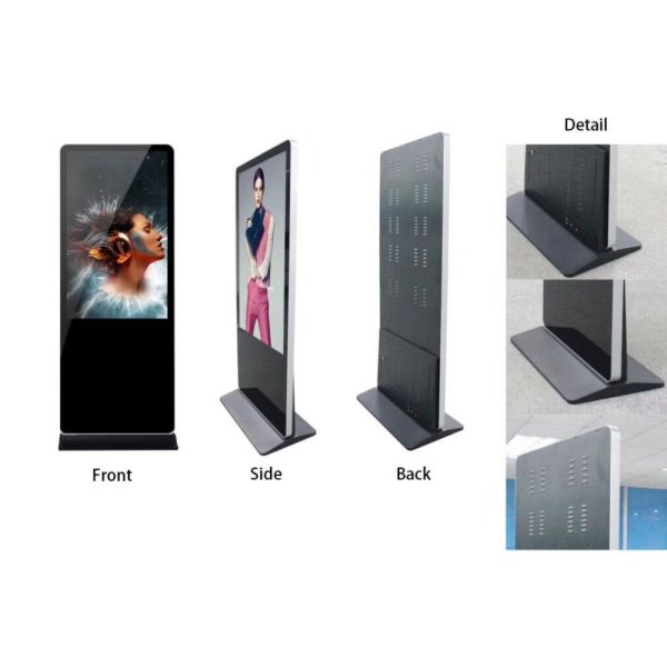 Battery Powered Digital Signage Floor Stands , Touch Screen Kiosk Stand 86 Inch Large Size