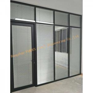 Quality Custom Design Portable Office Aluminum Frame Double Glass Soundproof Glass Partition Walls with Louver wholesale