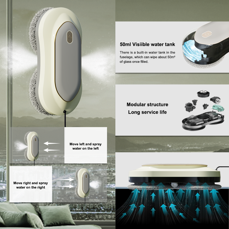 App-Controlled Dual Water Spray Glass Cleaning Robot for Customized Logo Window Cleaner