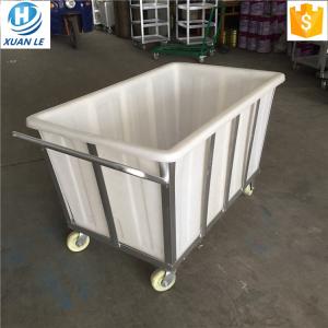 Quality 500litre commercial plastic laundry trolley carts with wheels for line wholesale