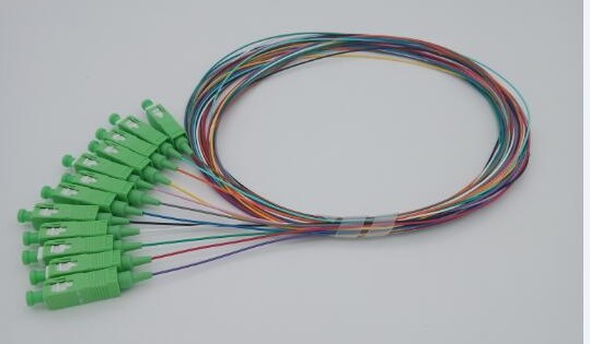 OM3 FC Ribbon Fan Out Fiber Optic Pigtail 12fiber FC Multi Mode Ribbon Fiber Pigtail 12Colors