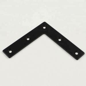 China ISO9001 Rohs CE Stamping Parts Black Metal L Flat Shape Mounting Bracket for Furniture on sale