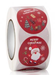 Quality CMYK Sticky Label Roll Santa Claus Reindeer Merry Christmas Vinyl Decals wholesale