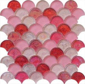 China Blend pink lady series water waving glass mosaic on sale