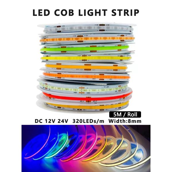 Dimmable LED COB Strip Light High Density Flexible Single Color