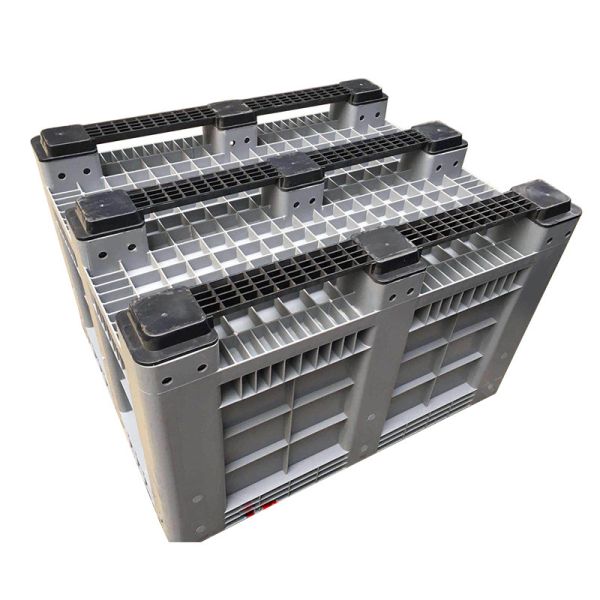 Heavy Duty Industrial Use Folding Plastic Pallet Box Plastic Stackable Collapsible Pallet Crates With Half-Open Windows