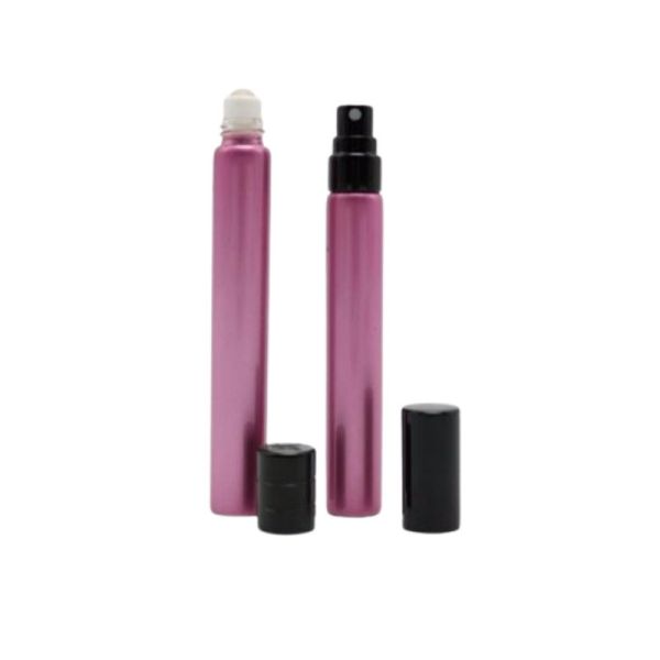 Shiny Pink Refillable Rollerball Bottle For Premium Cosmetic Packaging Solution With Stainless Steel Roller Ball