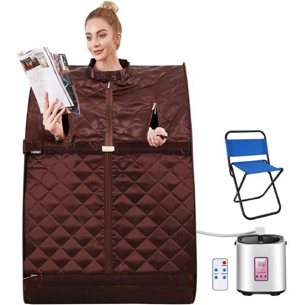 Portable Personal Indoor Spa Sauna Tent Computer Control Panel Computer Control Panel Steam Remote Control One Person Sauna for Home Relaxation