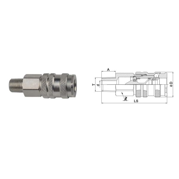 Interchangeable Pneumatic Quick Connect Coupling Miniature ISO 6150B Standard