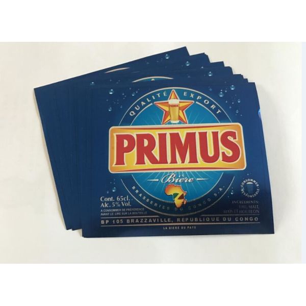 Wet Strength Metalized Beer Label Customized Metallic Paper UV Printing Beer Bottle Label Print Self-Adhesive Paper Bee