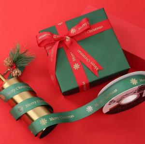 Quality Printed Polyester Satin Grosgrain Ribbon 25mm Red Christmas Ribbon wholesale