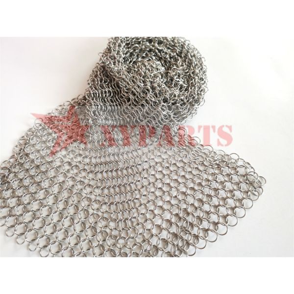 Faster Chain Mail Scrubber With Wood Pulp Sponge For Cast Iron Skillet