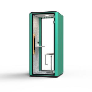 China Soundproof Office Phone Pod Green Modular Phone Booth For Private Call Meeting on sale