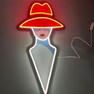 Quality 5V Personalized Neon Sign Red Hat Girl Neon Sign For Bedroom Home Bar Decor wholesale