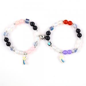Quality 8MM Multi-Color Natural Crystal Friendship Jewelry Distance Bracelet Hearts Magnets Bracelet For Gift wholesale