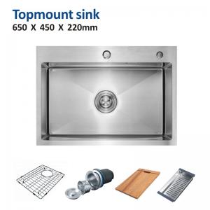 Quality 304 Stainless Steel Single Bowl Drop In Kitchen Sinks Topmount 16 Gauge 65x45 wholesale