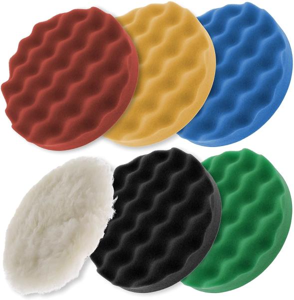 Cheap Wool Buffing / Polishing Set 5 Waffle Foam Pads For Hook / Loop Backing for sale