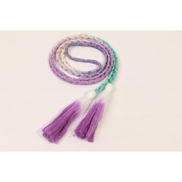 Dip Dyed Gradient Multi Color Composite Drawcord With Silver Metallic Thread