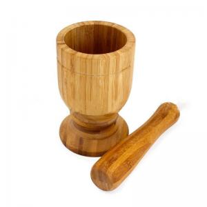 Quality Kitchen Bamboo Mortar And Pestle Multi Color Pepper Ginger Garlic Masher Bowl wholesale