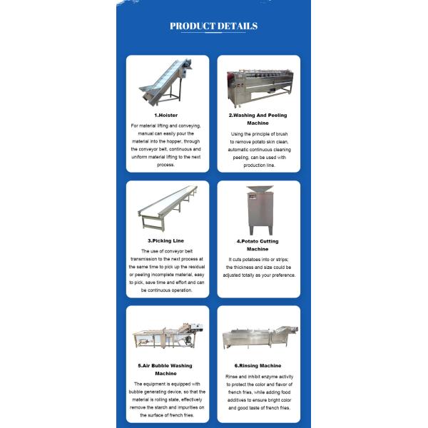 Industrial French Fries Making Machine Automatic Food Grade 304 Stainless Steel