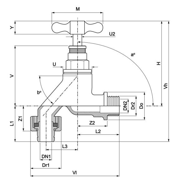 BS1010 Pipeline Taps Hose Unions Chrome Plated Bib Tap T Handle With Nozzel Male Thread